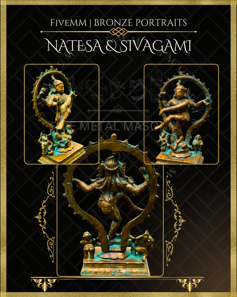Thillai Nataraja With Sivagami Panchaloha Bronze Icon Set - 4.5"