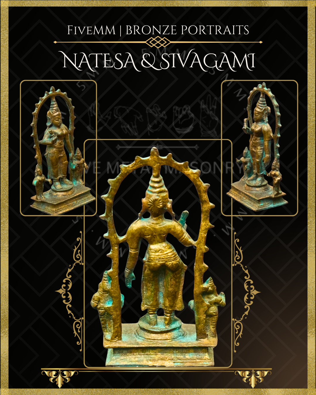 Thillai Nataraja With Sivagami Panchaloha Bronze Icon Set - 4.5"