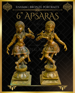 Pair of Apsara Panchaloha Bronze Icon - 6"