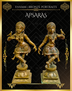 Pair of Apsara Panchaloha Bronze Icon - 6"