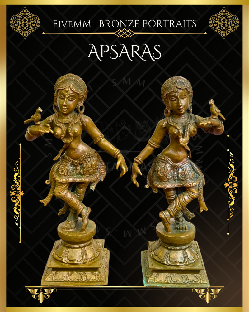 Pair of Apsara Panchaloha Bronze Icon - 6"