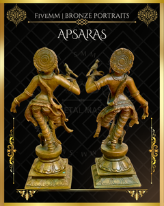 Pair of Apsara Panchaloha Bronze Icon - 6"