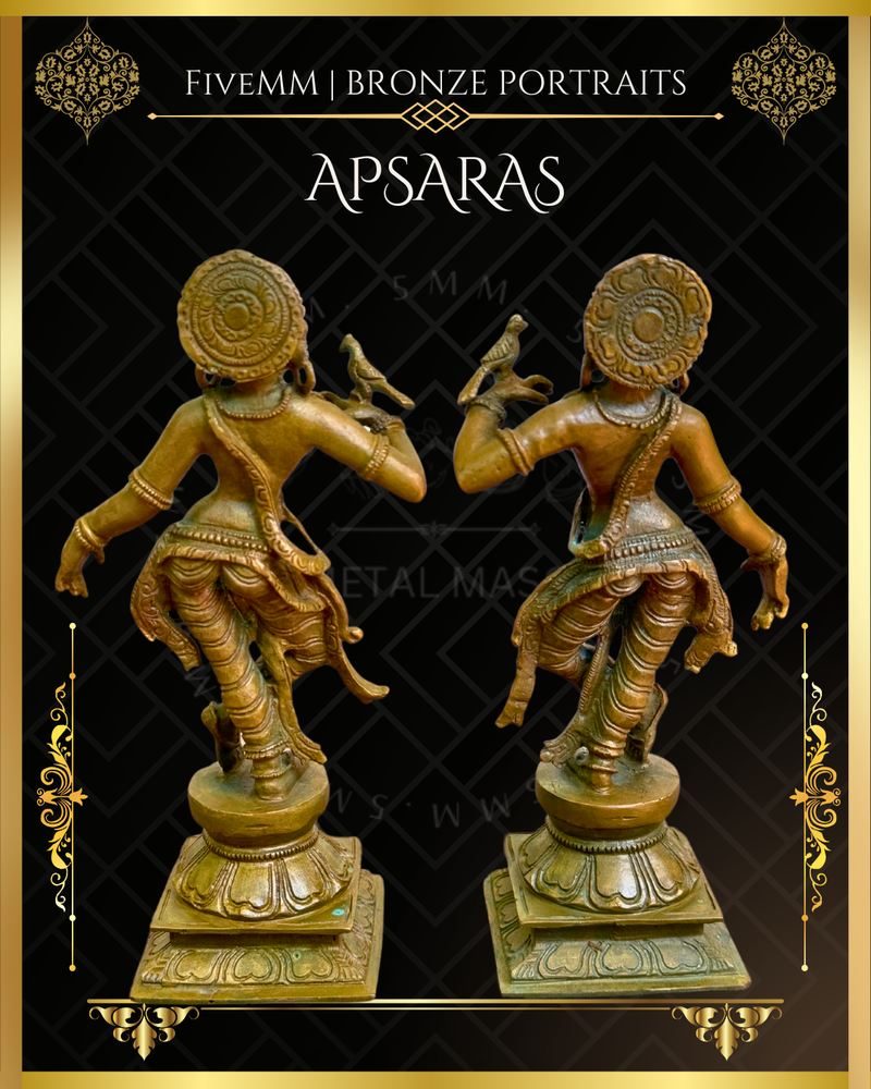 Pair of Apsara Panchaloha Bronze Icon - 6"
