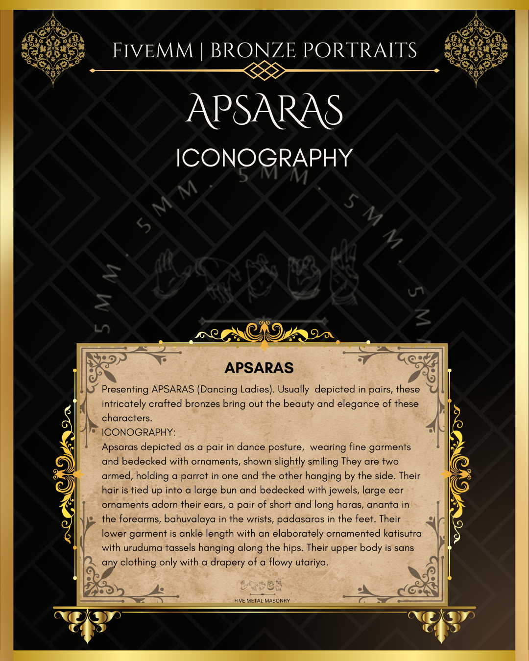Pair of Apsara Panchaloha Bronze Icon - 6"