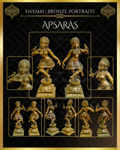 Pair of Apsara Panchaloha Bronze Icon - 6"