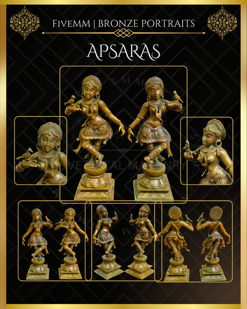 Pair of Apsara Panchaloha Bronze Icon - 6"