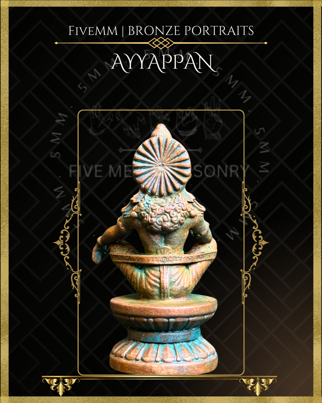 Ayyappan Panchaloha Bronze Icon - 2.5"