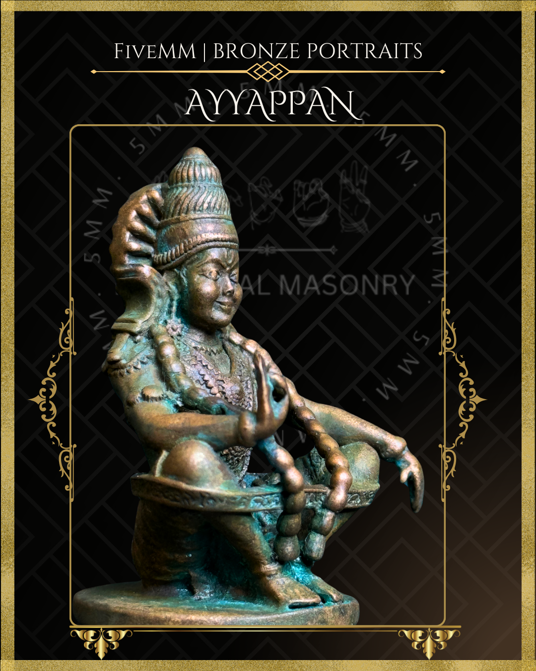 Ayyappan Panchaloha Bronze Icon - 2.5"