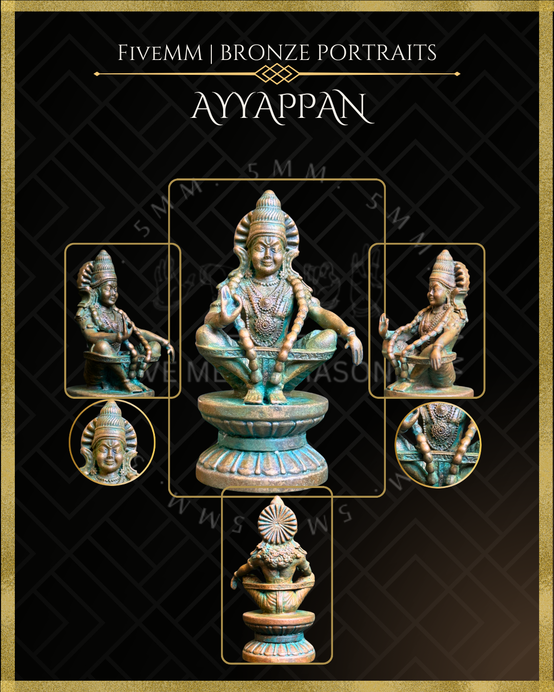 Ayyappan Panchaloha Bronze Icon - 2.5"