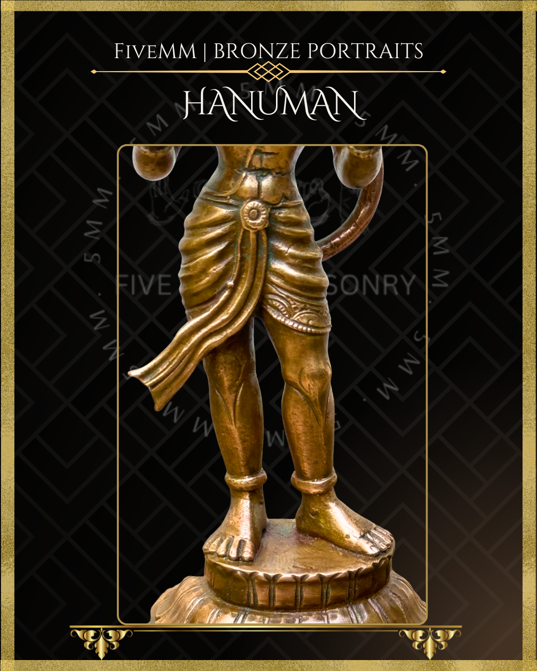 Abhaya Hanuman Panchaloha Bronze Icon - 6" - Antique finish