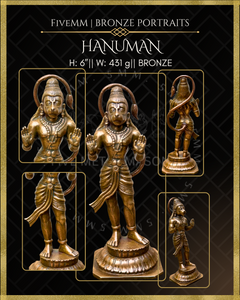 Abhaya Hanuman Panchaloha Bronze Icon - 6" - Antique finish