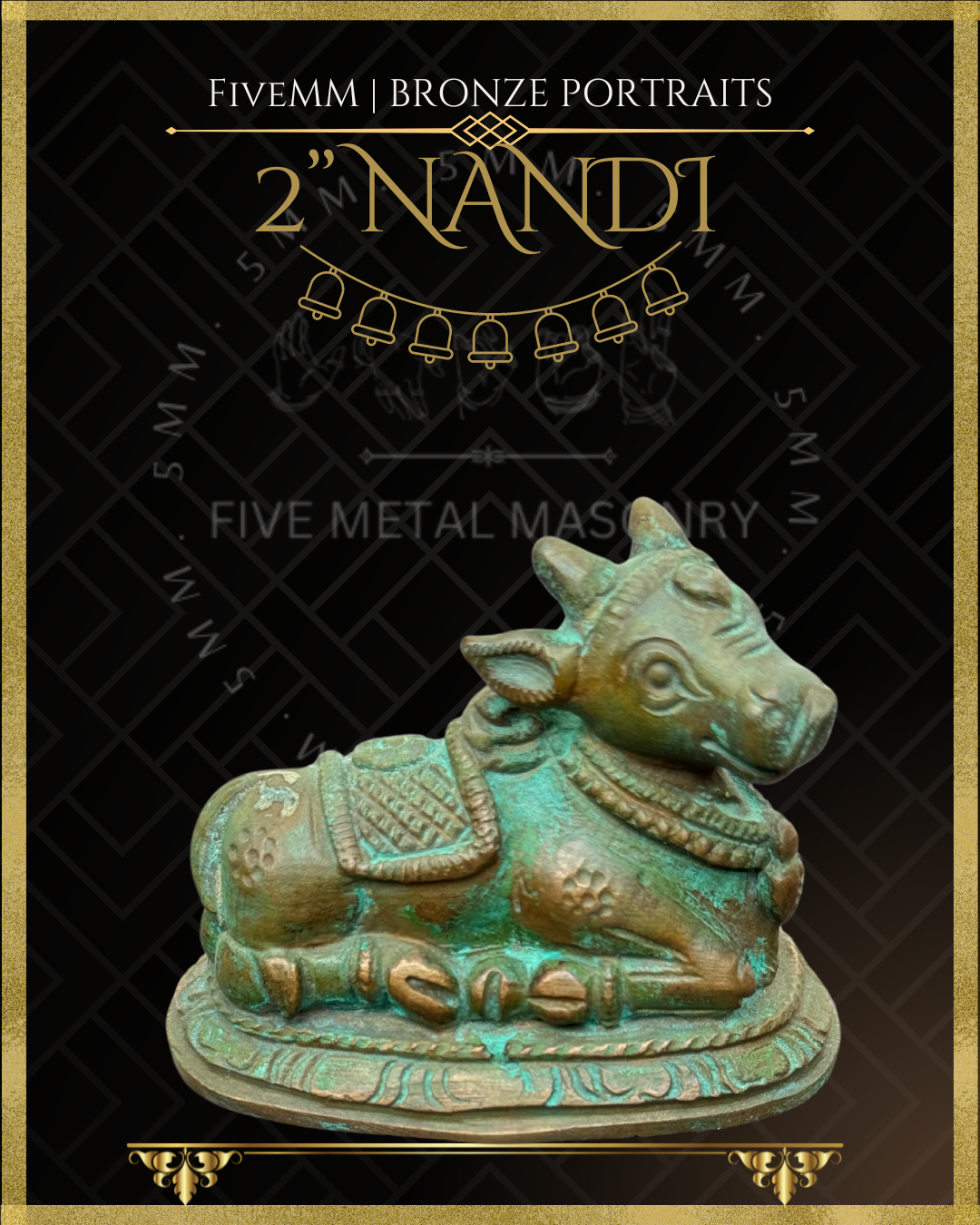 Nandi Panchaloha Bronze Icon - 2"