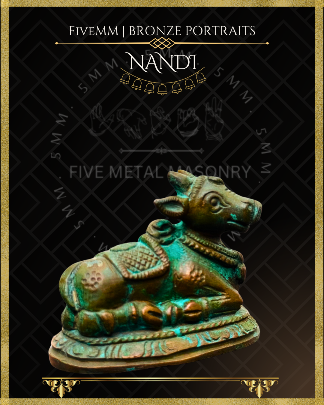 Nandi Panchaloha Bronze Icon - 2"