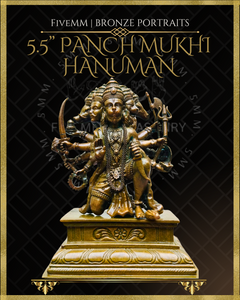 Pancha Mukhi Hanuman Panchaloha Bronze Icon - 5.5"