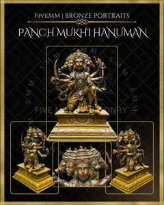 Pancha Mukhi Hanuman Panchaloha Bronze Icon - 5.5"