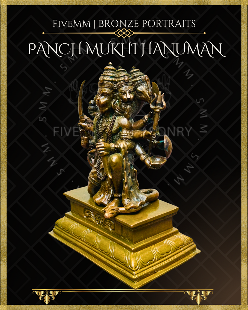 Pancha Mukhi Hanuman Panchaloha Bronze Icon - 5.5"
