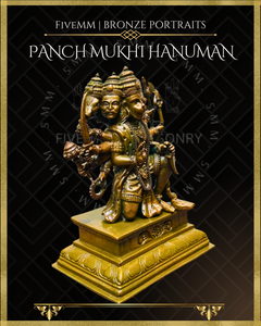 Pancha Mukhi Hanuman Panchaloha Bronze Icon - 5.5"