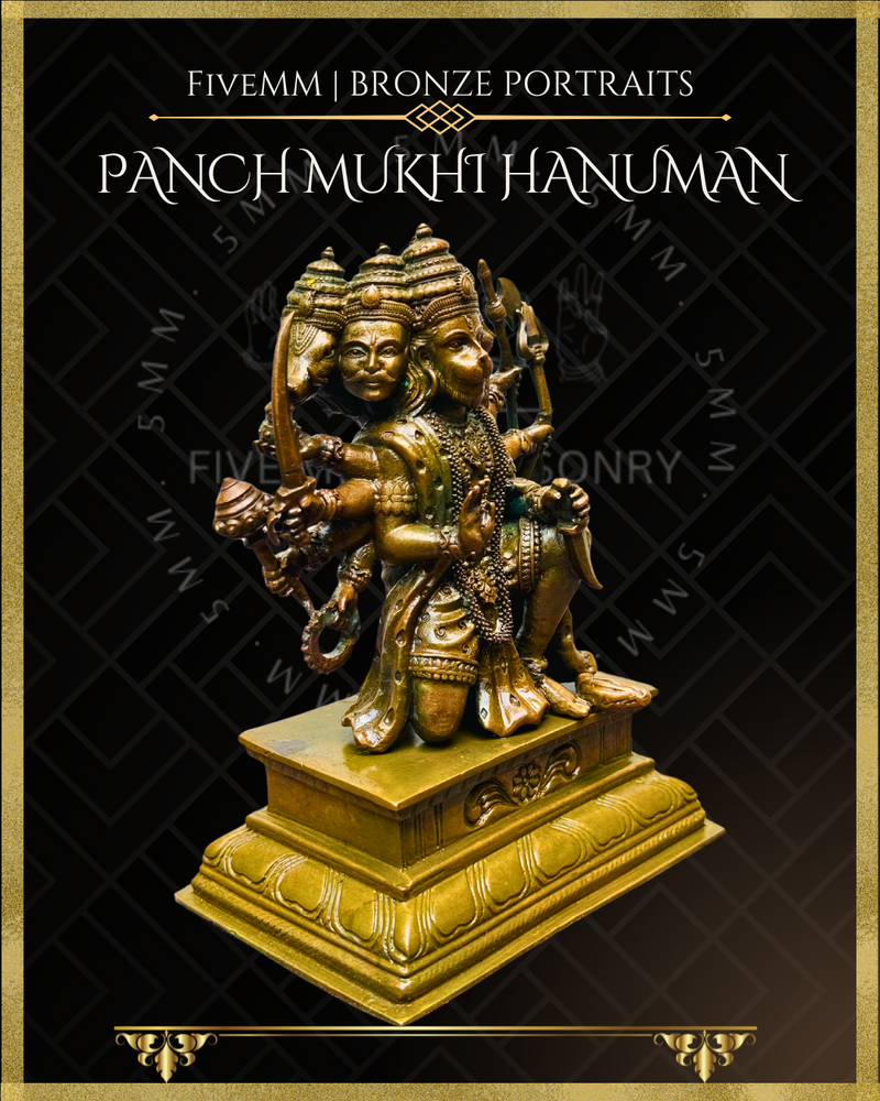 Pancha Mukhi Hanuman Panchaloha Bronze Icon - 5.5"