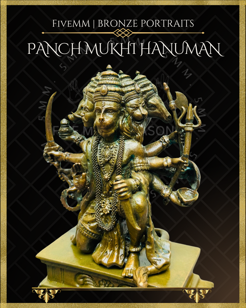 Pancha Mukhi Hanuman Panchaloha Bronze Icon - 5.5"