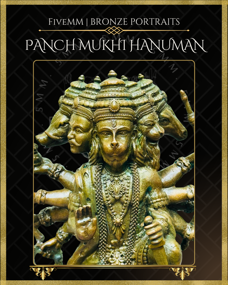 Pancha Mukhi Hanuman Panchaloha Bronze Icon - 5.5"