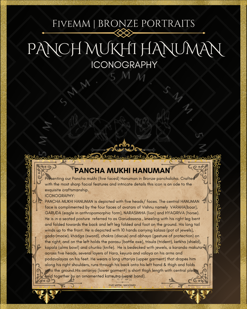 Pancha Mukhi Hanuman Panchaloha Bronze Icon - 5.5"