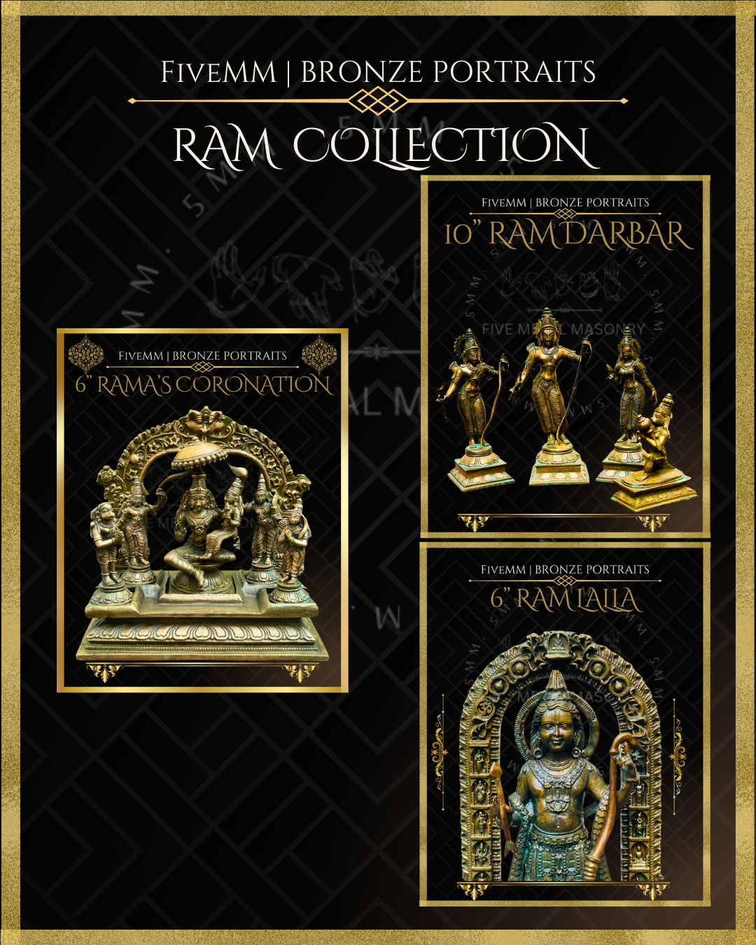 Ram Darbar Panchaloha Bronze Icon Set - 6"