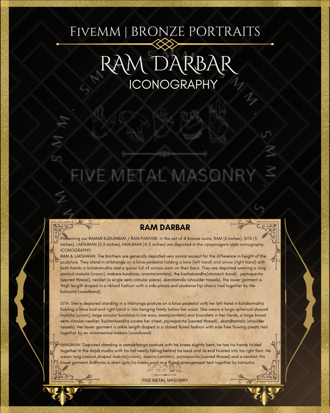 Ram Darbar Panchaloha Bronze Icon Set - 6"