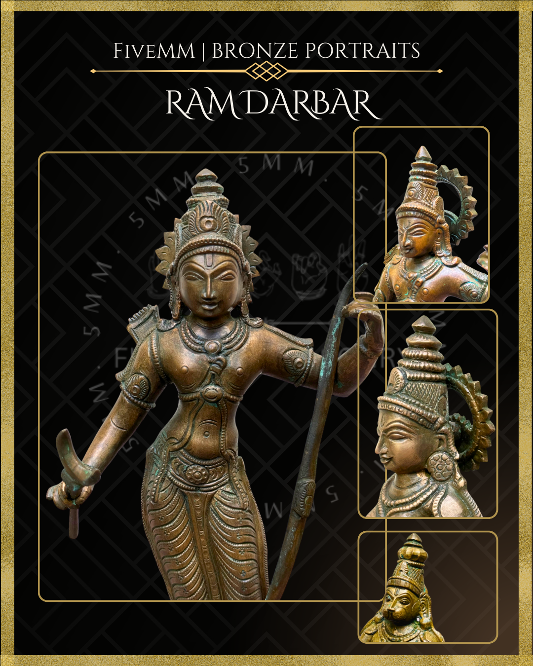 Ram Darbar Panchaloha Bronze Icon Set - 10"