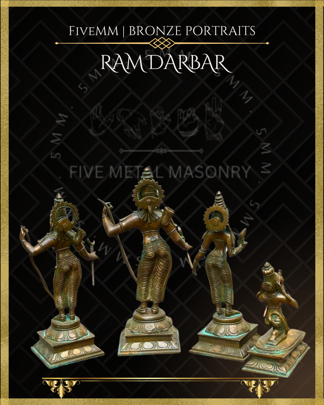 Ram Darbar Panchaloha Bronze Icon Set - 10"
