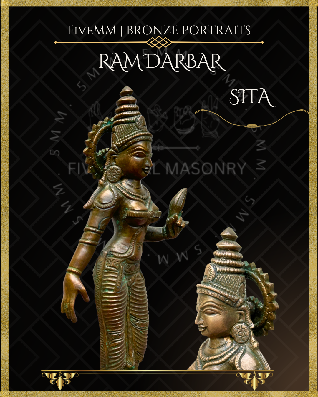 Ram Darbar Panchaloha Bronze Icon Set - 10"