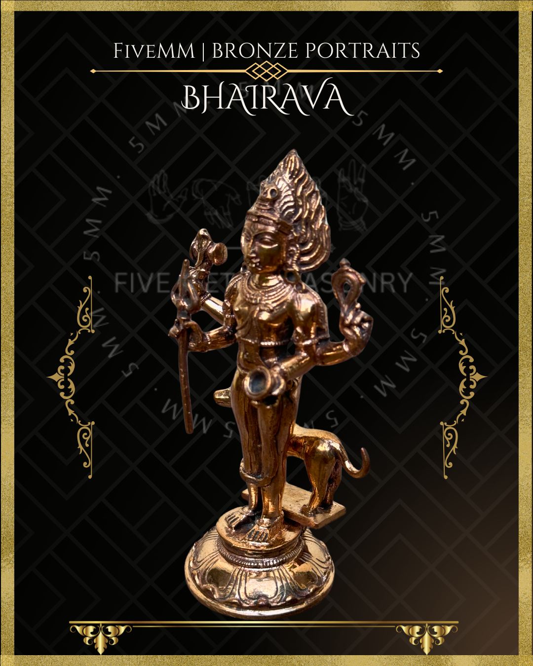 Bhairava Panchaloha Bronze Icon - 5.5" - Polished finish