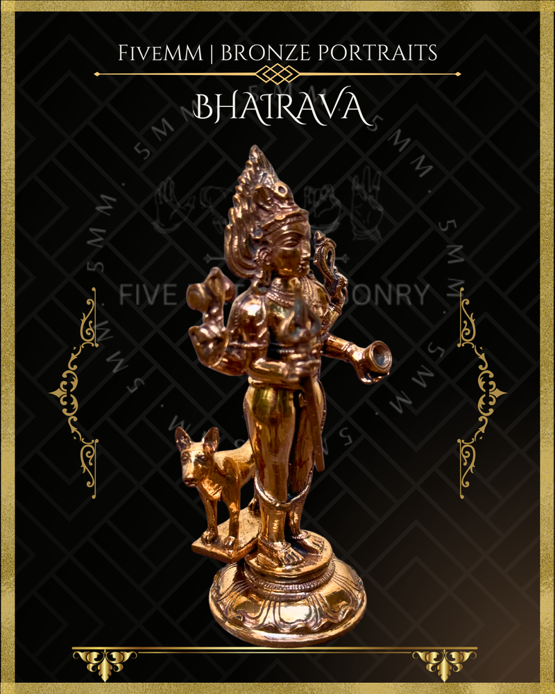 Bhairava Panchaloha Bronze Icon - 5.5" - Polished finish
