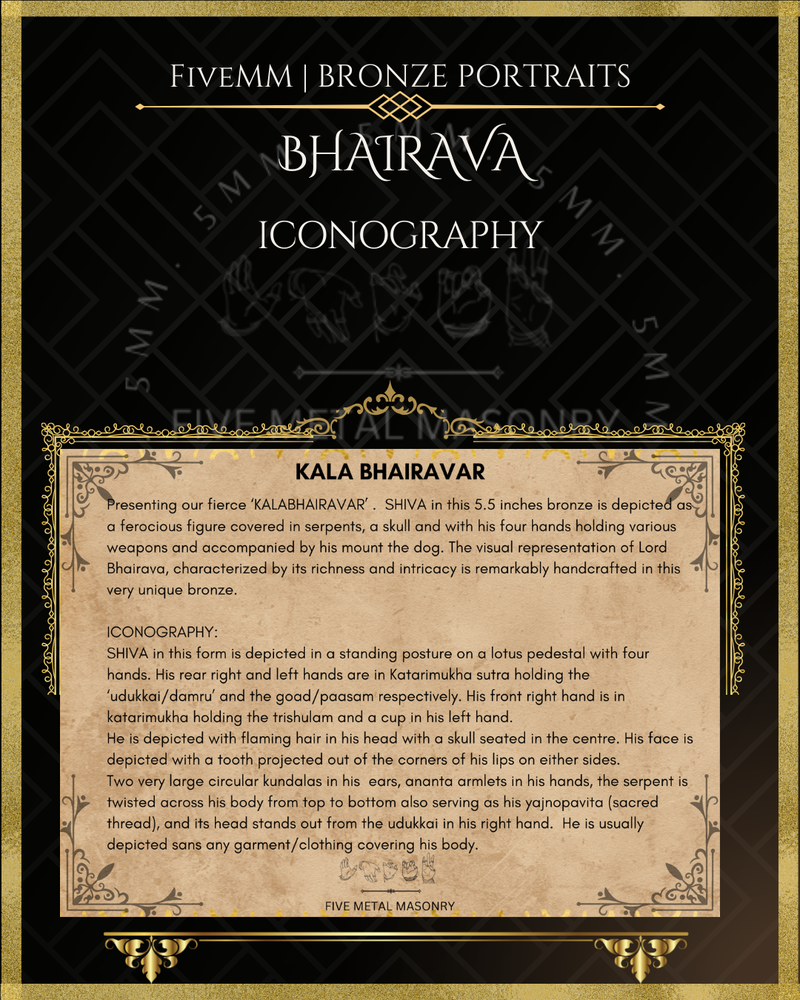 Bhairava Panchaloha Bronze Icon - 5.5" - Polished finish