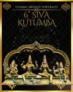 Shiva Family Shiva Panchaloha Bronze Icon Set - 6" with arch