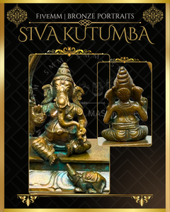 Shiva Family Shiva Panchaloha Bronze Icon Set - 6" with arch