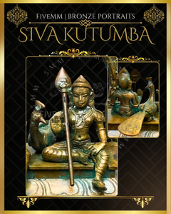 Shiva Family Shiva Panchaloha Bronze Icon Set - 6" with arch