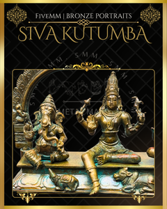 Shiva Family Shiva Panchaloha Bronze Icon Set - 6" with arch