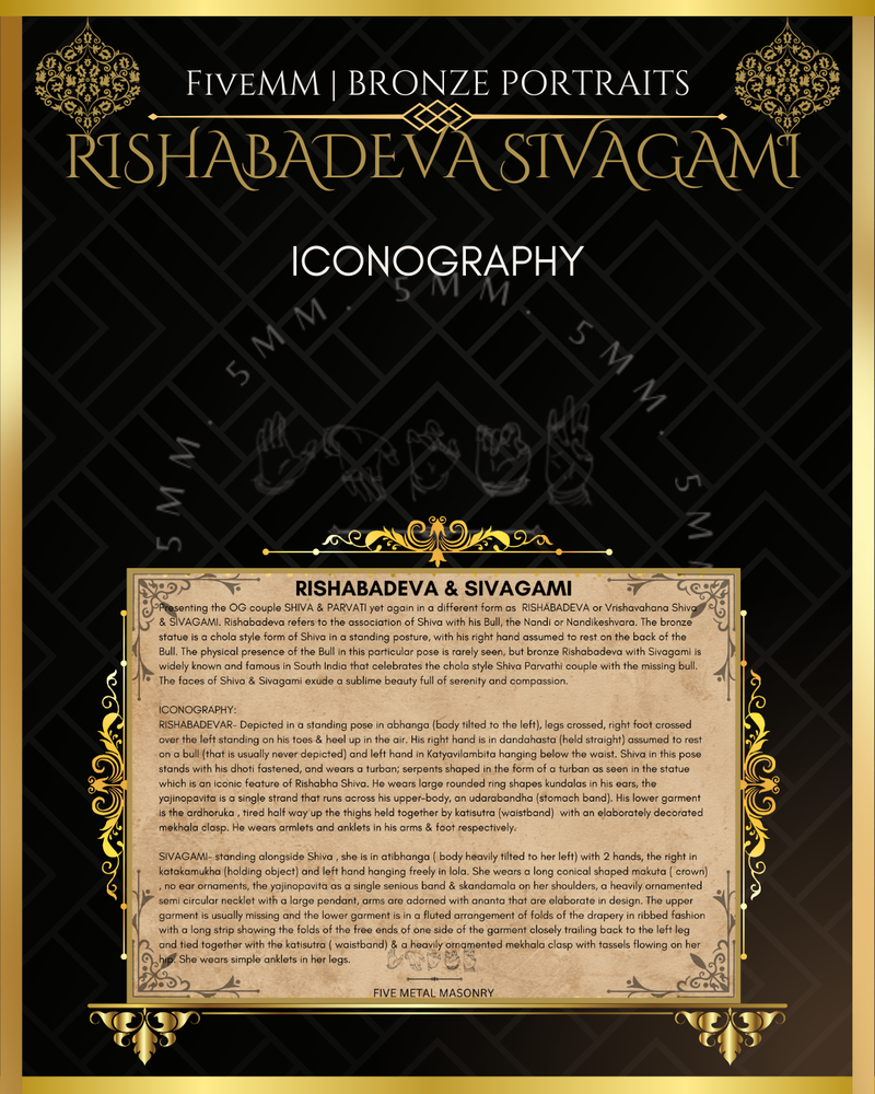 Rishabhadeva Sivagami Shiva Panchaloha Bronze Icon Set - 6.5"