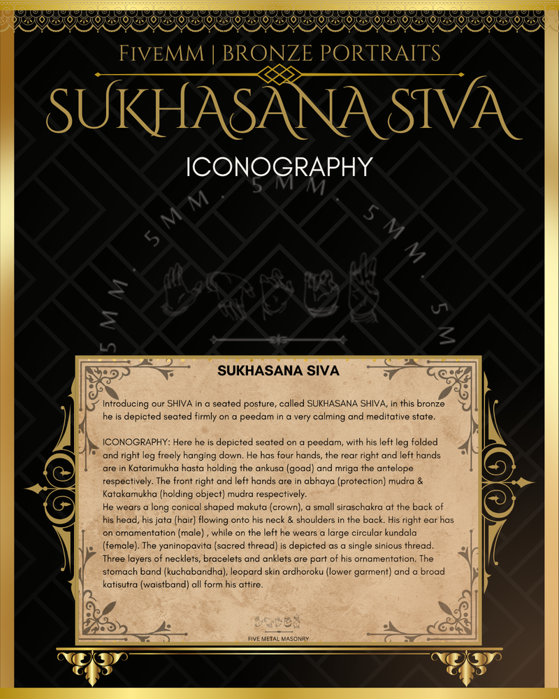 Sukhasana Shiva Panchaloha Bronze Icon - 6"