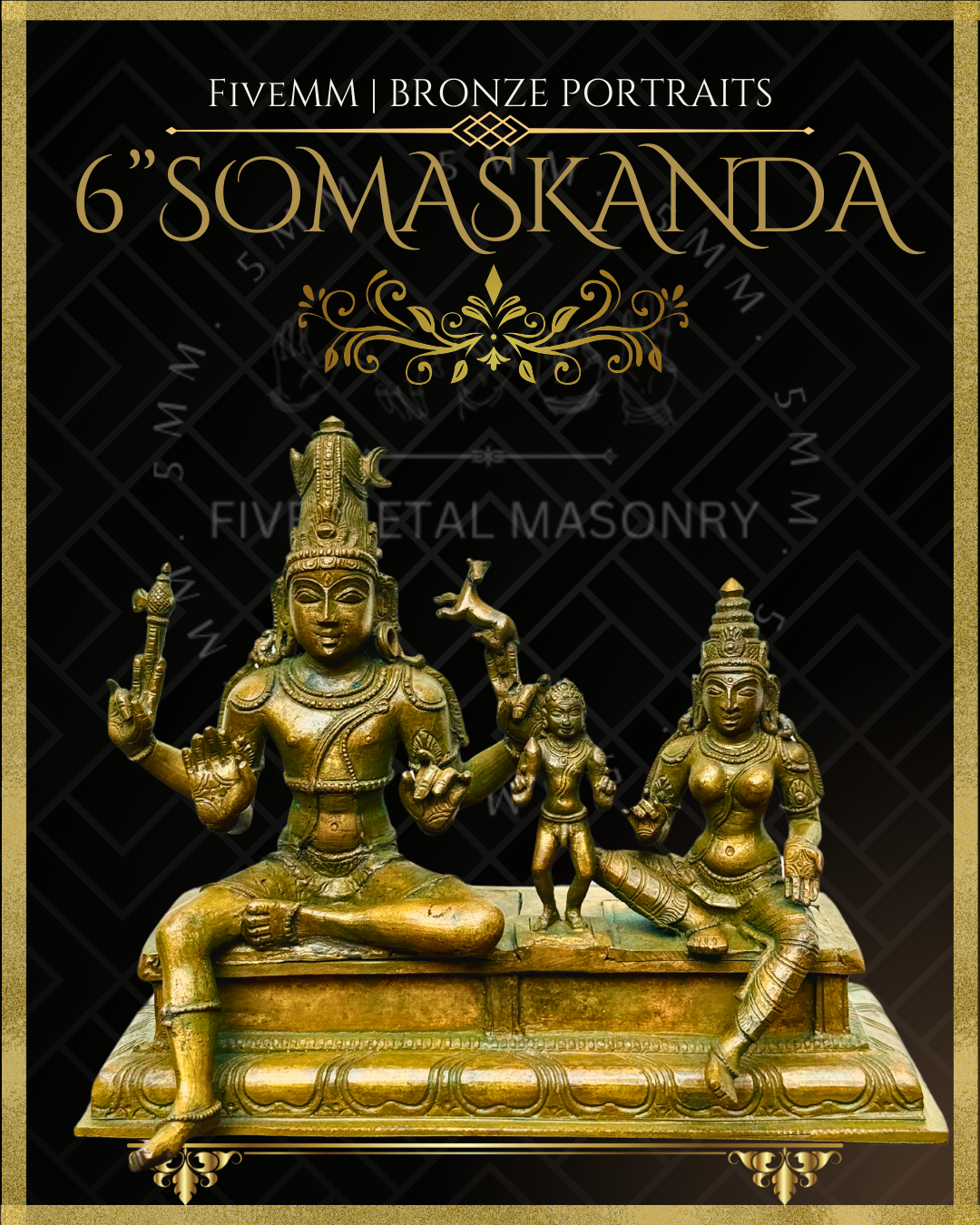 Somaskandamurti Shiva Shiva Panchaloha Bronze Icon - 6"