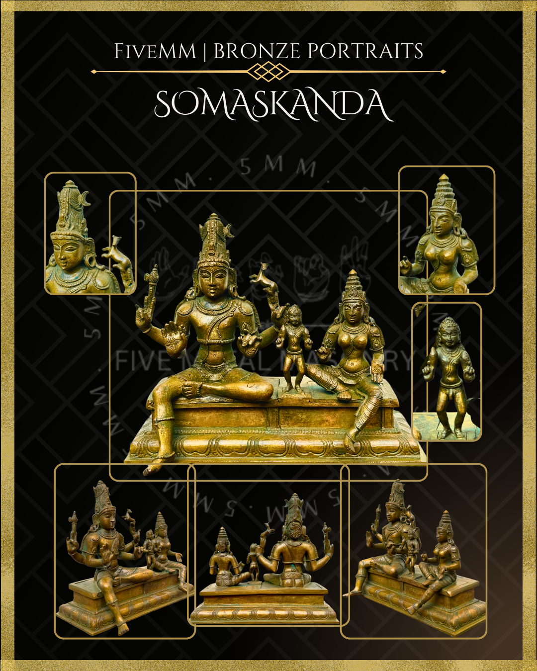 Somaskandamurti Shiva Shiva Panchaloha Bronze Icon - 6"