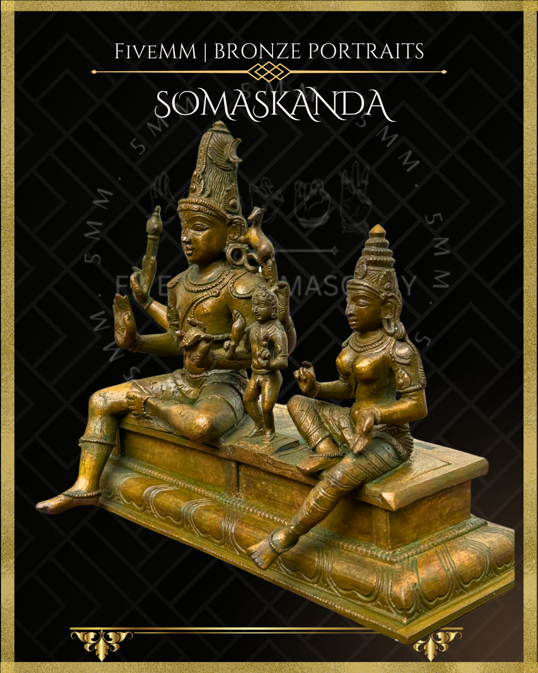 Somaskandamurti Shiva Shiva Panchaloha Bronze Icon - 6"
