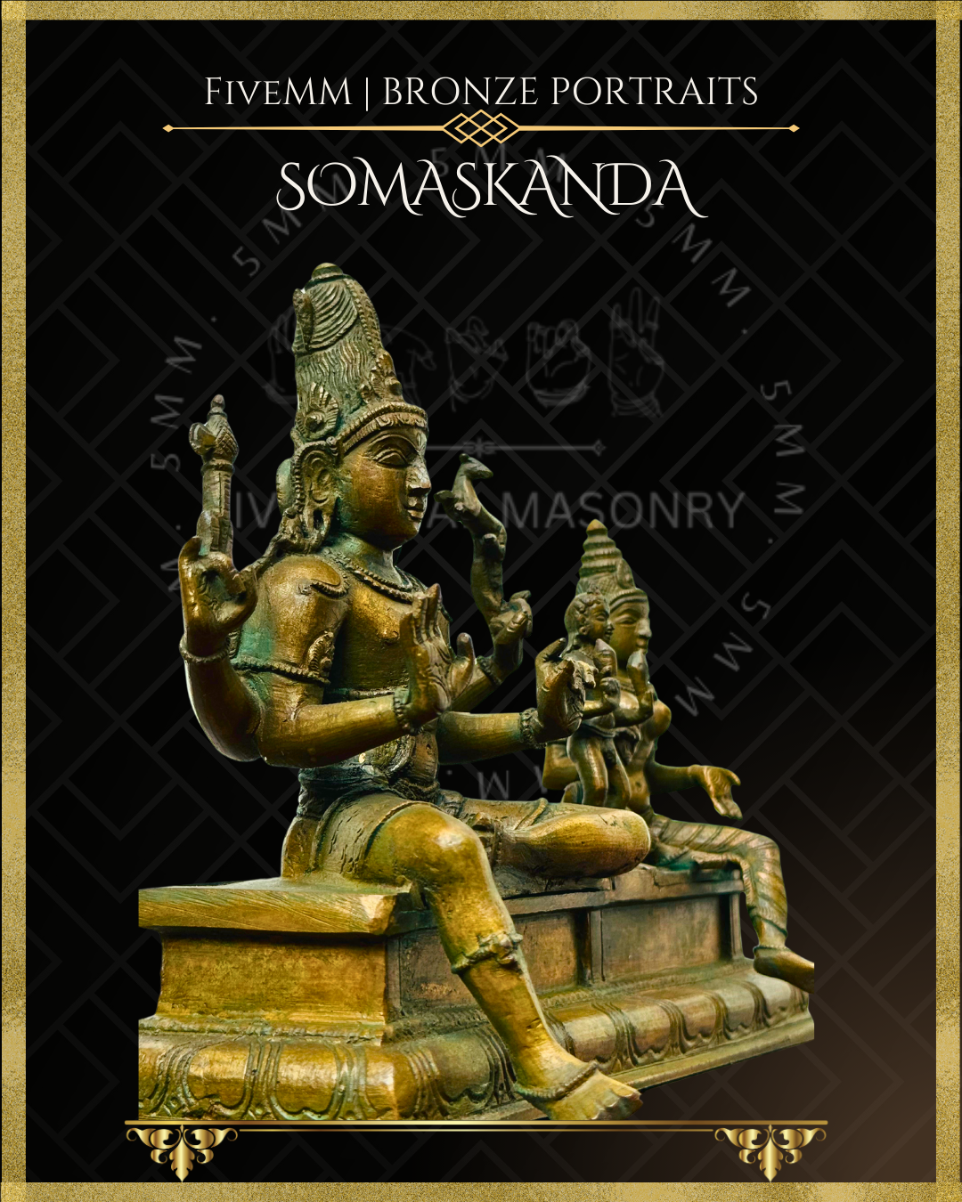 Somaskandamurti Shiva Shiva Panchaloha Bronze Icon - 6"