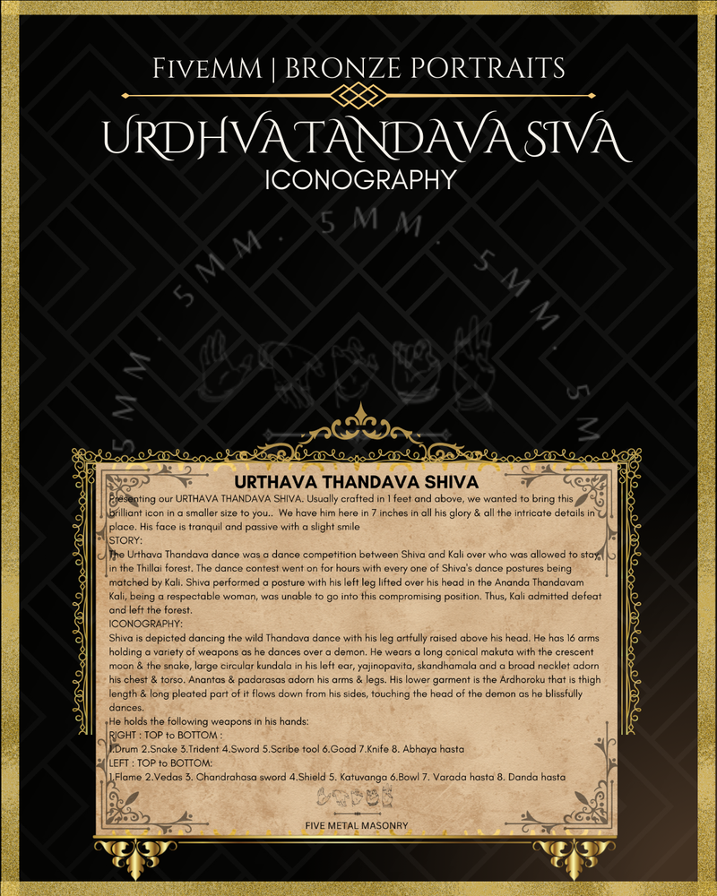 Urthava Thandava Shiva Panchaloha Bronze Icon - 7"