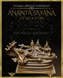 Anantasayana Vishnu Panchaloha Bronze Icon - 2.5" - Antique finish