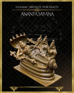 Anantasayana Vishnu Panchaloha Bronze Icon - 2.5" - Antique finish
