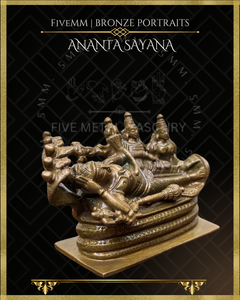 Anantasayana Vishnu Panchaloha Bronze Icon - 2.5" - Antique finish
