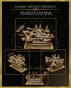 Anantasayana Vishnu Panchaloha Bronze Icon - 2.5" - Antique finish