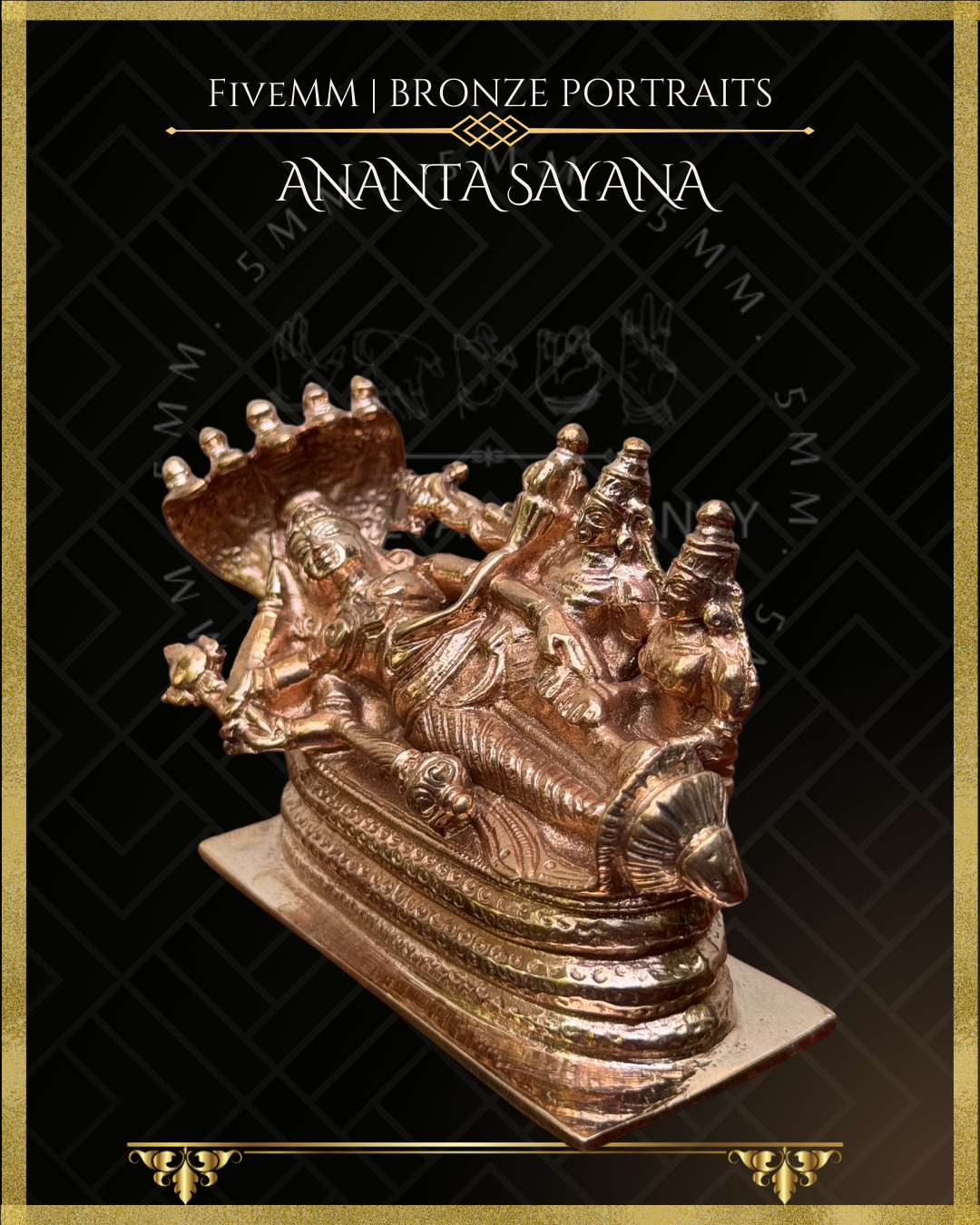 Anantasayana Vishnu Panchaloha Bronze Icon - 2.5" - Polished finish