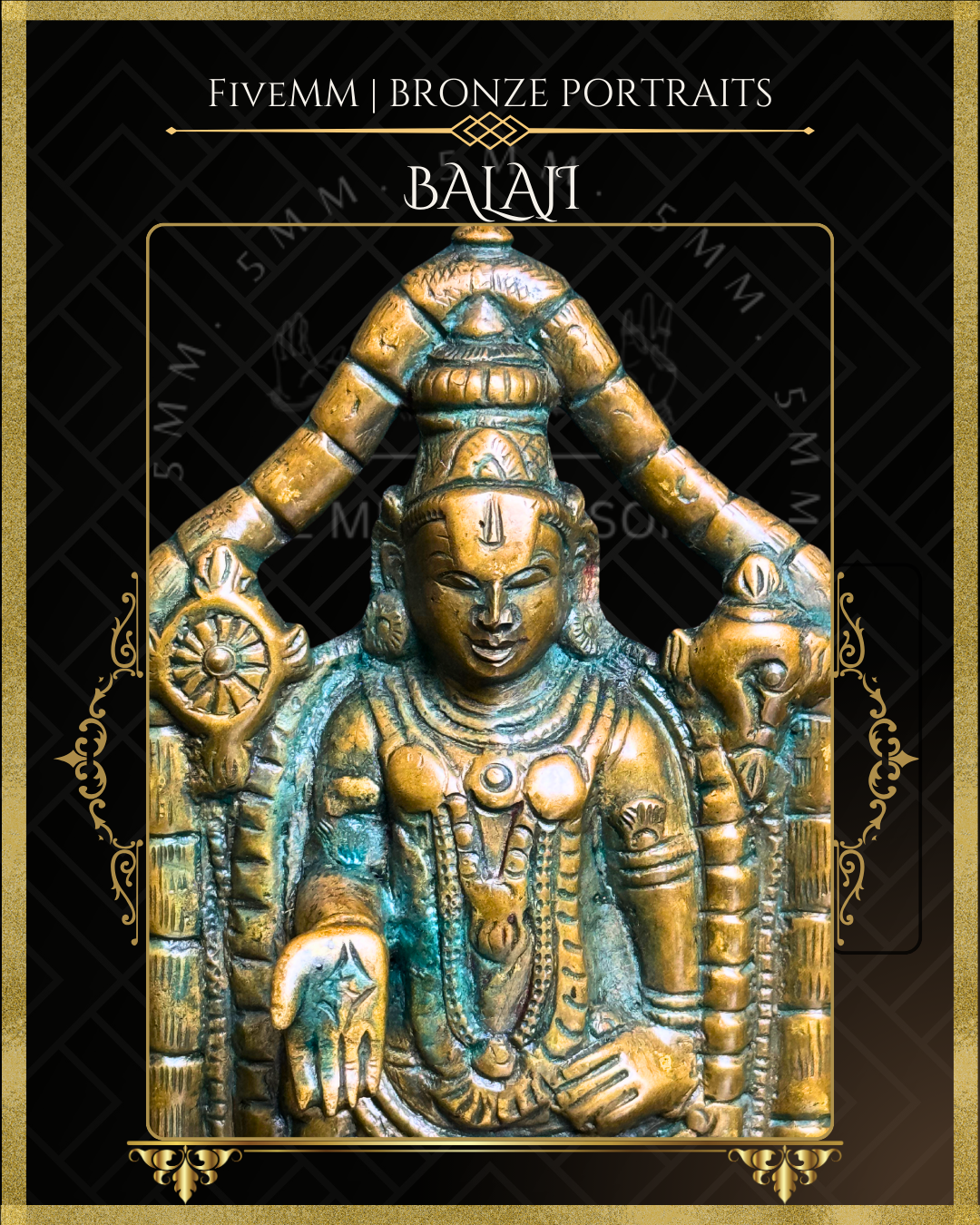 Balaji (Vishnu) Panchaloha Bronze Icon - 6.5" with arch